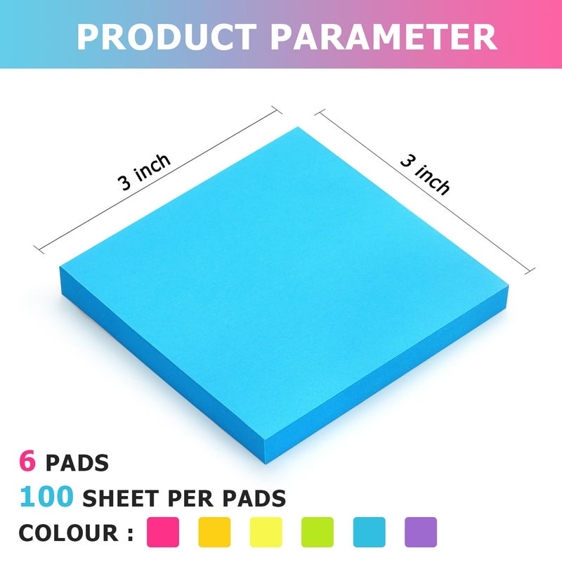 OSBOO Sticky Notes 3x3 Pop Up Self-Stick Notes Pads with 6 Bright Colors, Easy to Post for Office, Shool, Home, 6 Pads/Pack, 100 Sheets/Pad(Pop Up) - Image 2